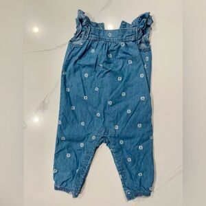 Carter's Denim Blue Baby Romper with White Floral Accents